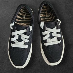 Toms Women's Black Canvas Sneakers with White Accents